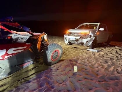 Así quedó la camioneta que chocó contra el UTV, donde viajaba Bastián