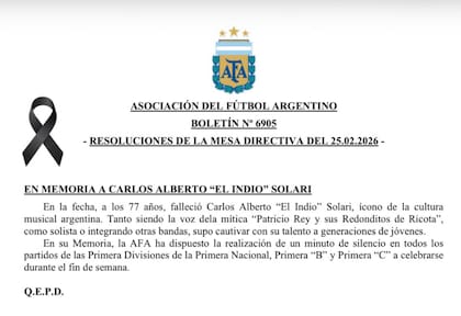 El comunicado de la AFA