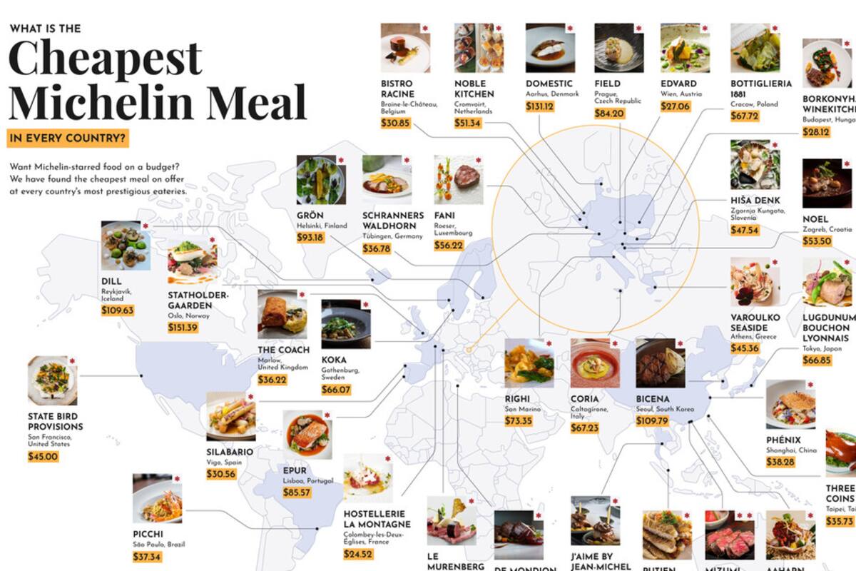 El mapa con los restaurantes más accesibles de la guía Michelin, desarrollado por Top Dollar