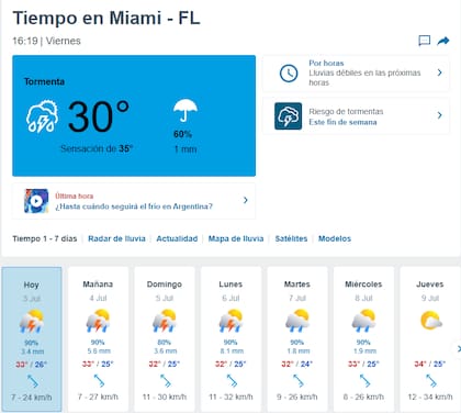 Hay pronóstico de tormenta en Miami durante el duelo de Argentina ante Cabo Verde