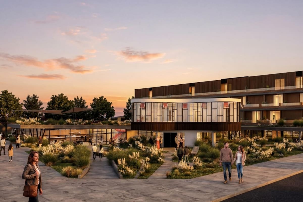 Render del Parador Ariston con el hotel que se proyecta construir detrás