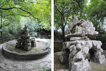 Todo a lo largo del recorrido pueden encontrarse esculturas en piedra con personajes de fantasía